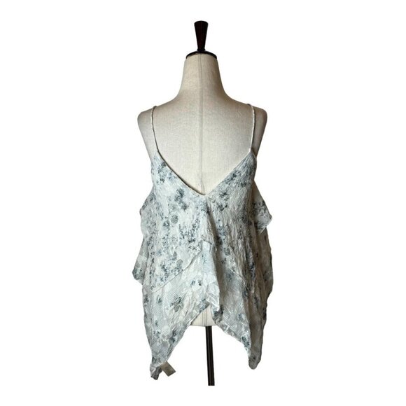 Chelsea And Walker Shirt Women 8 Ivory Floral Silk Blend Asymmetric Becky Cami - Picture 3 of 11